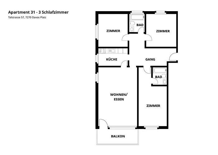 Grosszuegige 3 Schlafzimmer In Bergblick Zentral * Davos
